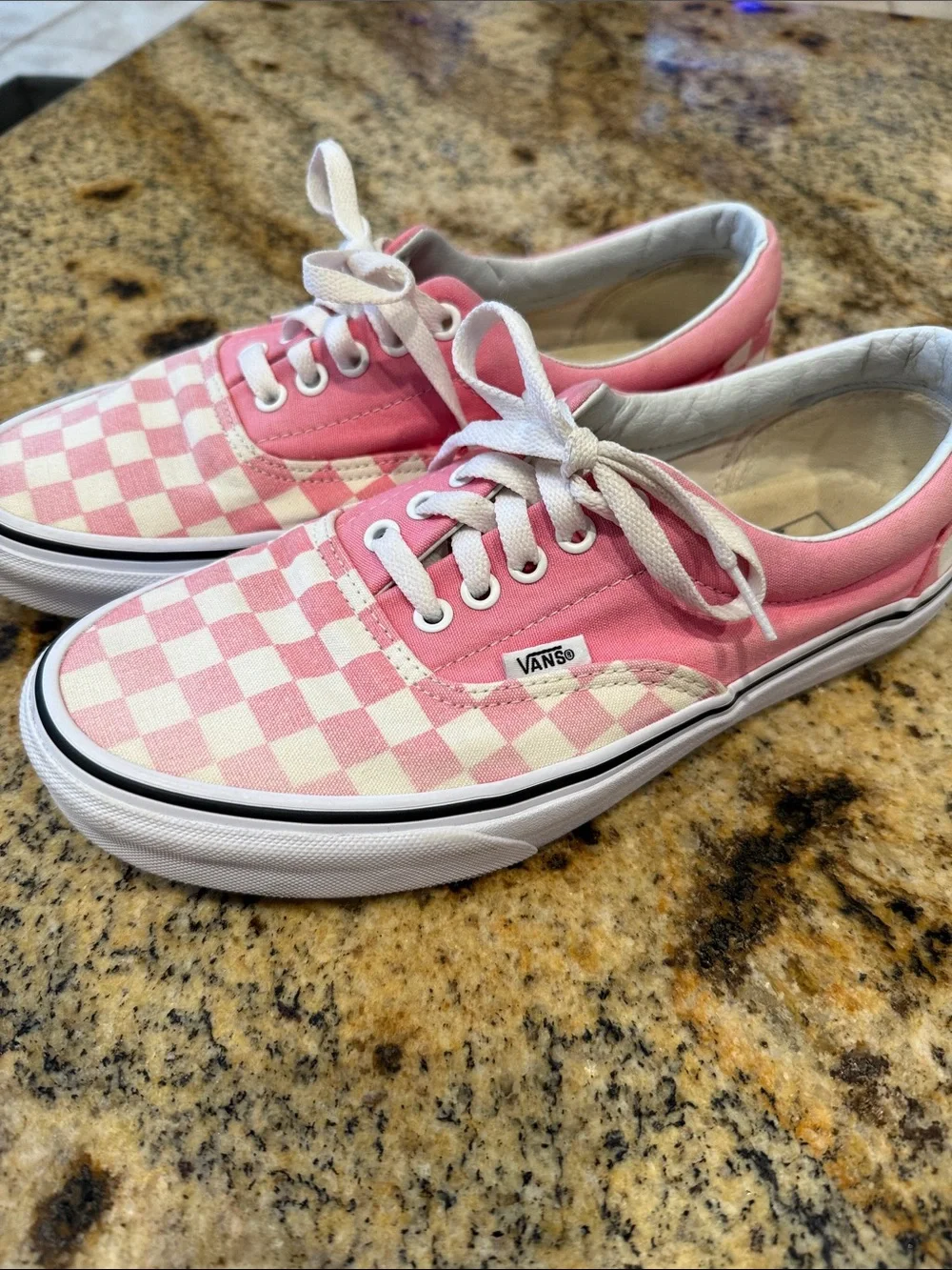 Vans Pink& White Checkerboard on pink lace  Low Top Sneakers unisex w10/m8.5
